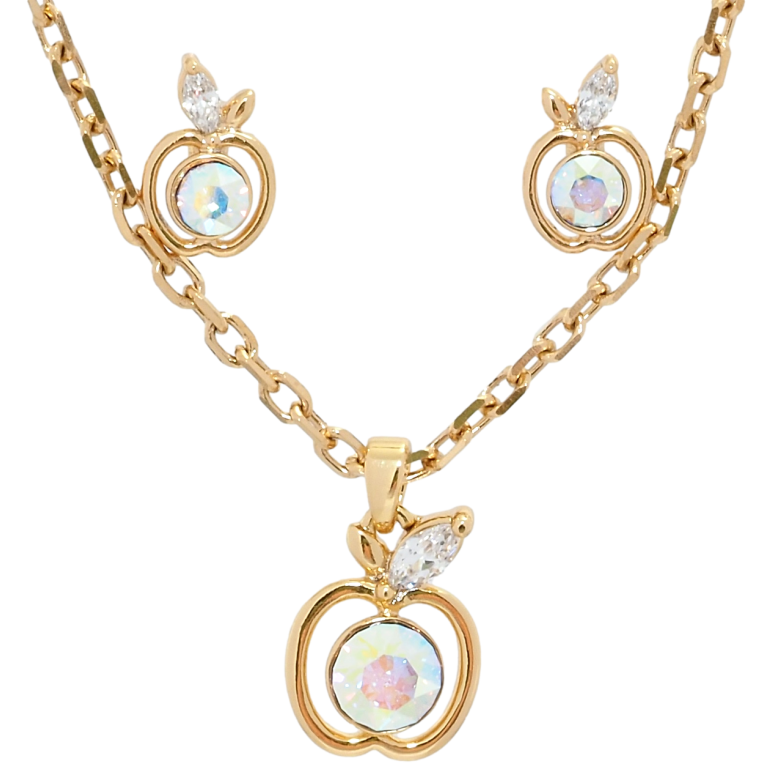 Набір Xuping колір 18K з кр-ми Swarovski Сережки Кулон на ланцюжку Яблука кристал АВ довжина 40-45см х 2мм фото №2 Набір Xuping колір 18K з кр-ми Swarovski Сережки Кулон на ланцюжку Яблука кристал АВ довжина 40-45см х 2мм фото №2