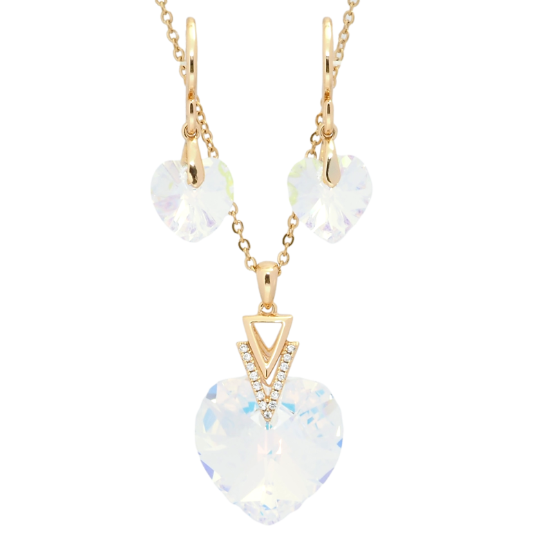 Набір Xuping колір 18K з кр-ми Swarovski Сережки Кулон на ланцюжку Сердечки Shimmer довжина 40-45см х 1мм фото №8 Набір Xuping колір 18K з кр-ми Swarovski Сережки Кулон на ланцюжку Сердечки Shimmer довжина 40-45см х 1мм фото №8