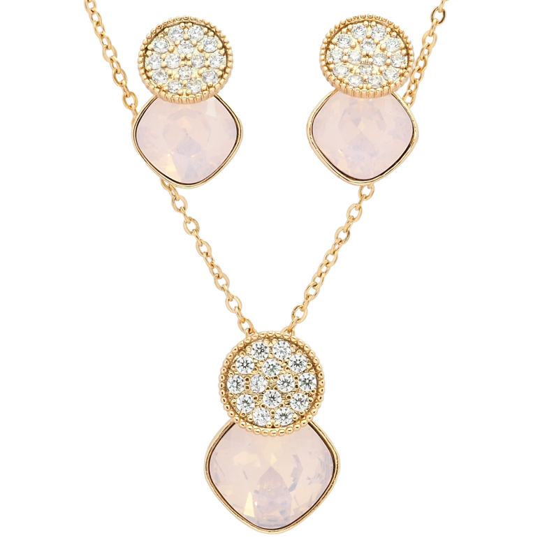 Набір Xuping колір 18K з кр-ми Swarovski Сережки Кулон на ланцюжку Кристали Pink Opal довжина 40-45см х 1мм фото №7 Набір Xuping колір 18K з кр-ми Swarovski Сережки Кулон на ланцюжку Кристали Pink Opal довжина 40-45см х 1мм фото №7