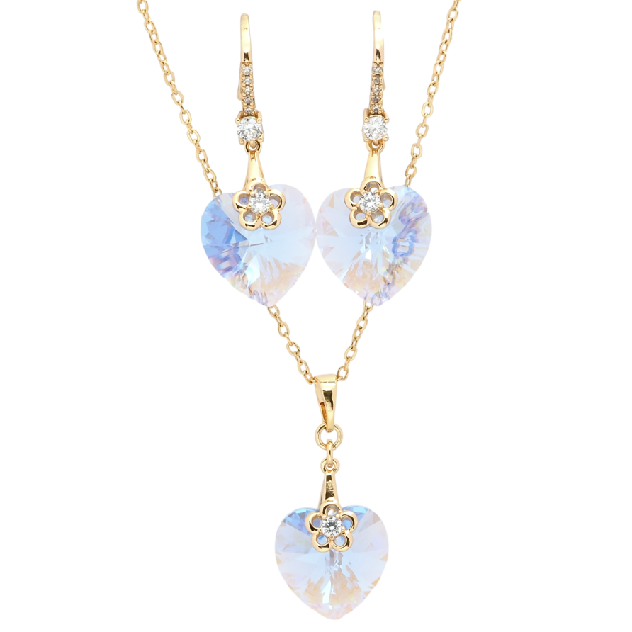 Набор Xuping цвет 18K с кр-ми Swarovski Серьги Кулон на цепочке Сердечки Ocean Delite длина 40-45см фото №1 Набор Xuping цвет 18K с кр-ми Swarovski Серьги Кулон на цепочке Сердечки Ocean Delite длина 40-45см фото №1