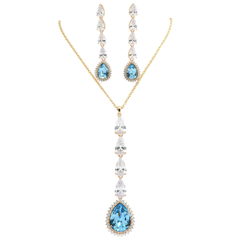 Набір Xuping колір 18K з кр-ми Swarovski Сережки Кулон на ланцюжку Кристали Aquamarin довжина 41-46см фото №12 Набір Xuping колір 18K з кр-ми Swarovski Сережки Кулон на ланцюжку Кристали Aquamarin довжина 41-46см фото №12