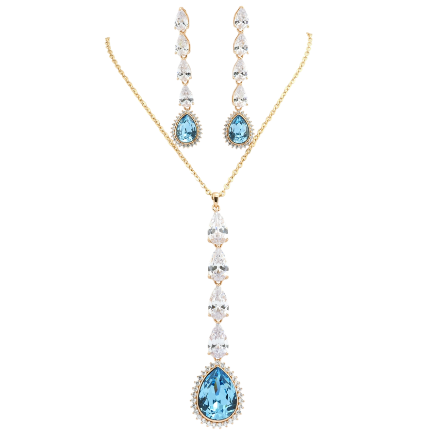 Набір Xuping колір 18K з кр-ми Swarovski Сережки Кулон на ланцюжку Кристали Aquamarin довжина 41-46см фото №1 Набір Xuping колір 18K з кр-ми Swarovski Сережки Кулон на ланцюжку Кристали Aquamarin довжина 41-46см фото №1