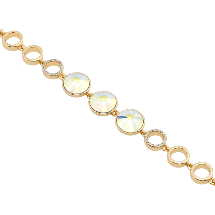 Браслет Xuping цвет 18K с кр-ми Swarovski Три кристалла АВ с доп.замком 17.5,19.5см х 9мм фото №3