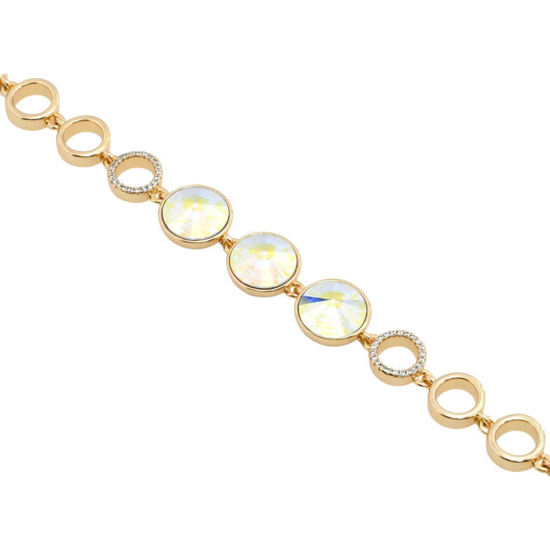 Браслет Xuping колір 18K з кр-ми Swarovski Три кристали АВ з доп.замком 17.5,19.5см х 9мм фото №3