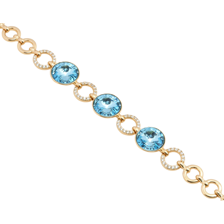 Браслет Xuping колір 18K з кр-ми Swarovski Три кристали Aquamarine з доп.замком 18.5,20.5см х 8мм фото №1 Браслет Xuping колір 18K з кр-ми Swarovski Три кристали Aquamarine з доп.замком 18.5,20.5см х 8мм фото №1