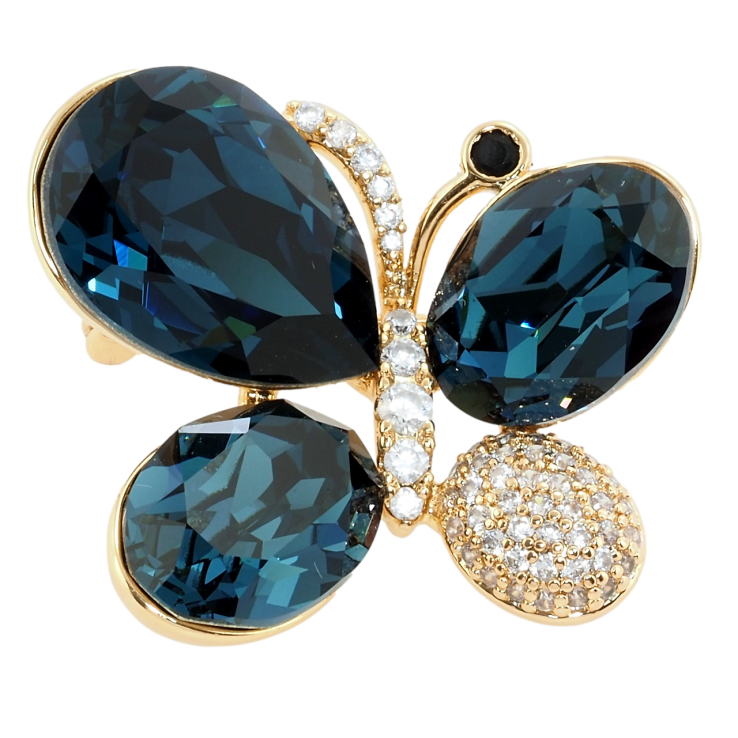 Брошь-кулон Xuping цвет 18K с кристаллами Swarovski Бабочка с кристаллами Montana фото №2 Брошь-кулон Xuping цвет 18K с кристаллами Swarovski Бабочка с кристаллами Montana фото №2