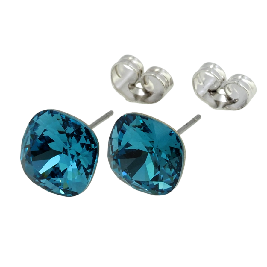 Серьги Xuping цвет Родий с кристаллами Swarovski пусеты Кристаллы Blue Zircon, 10х10мм фото №1 Серьги Xuping цвет Родий с кристаллами Swarovski пусеты Кристаллы Blue Zircon, 10х10мм фото №1