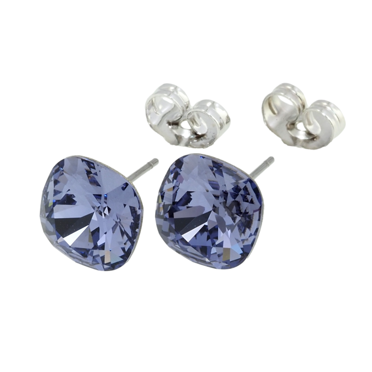 Сережки Xuping колір Родій з кристалами Swarovski пусети Кристали Tanzanite, 10х10мм фото №5