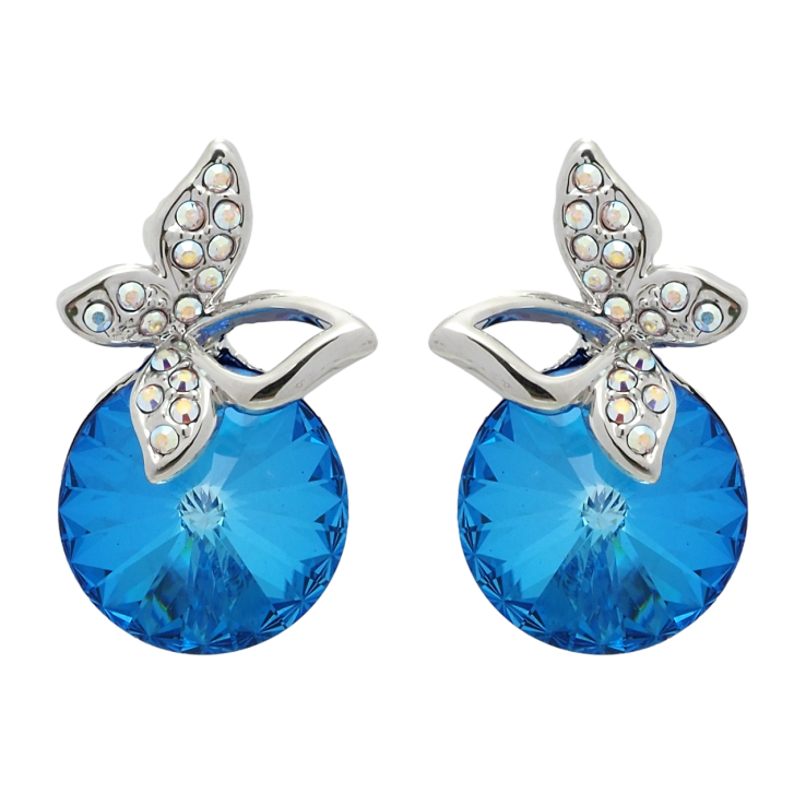 Серьги Xuping цвет Родий с кристаллами Swarovski пусеты Кристалл Capri Blue с бабочкой фото №5 Серьги Xuping цвет Родий с кристаллами Swarovski пусеты Кристалл Capri Blue с бабочкой фото №5