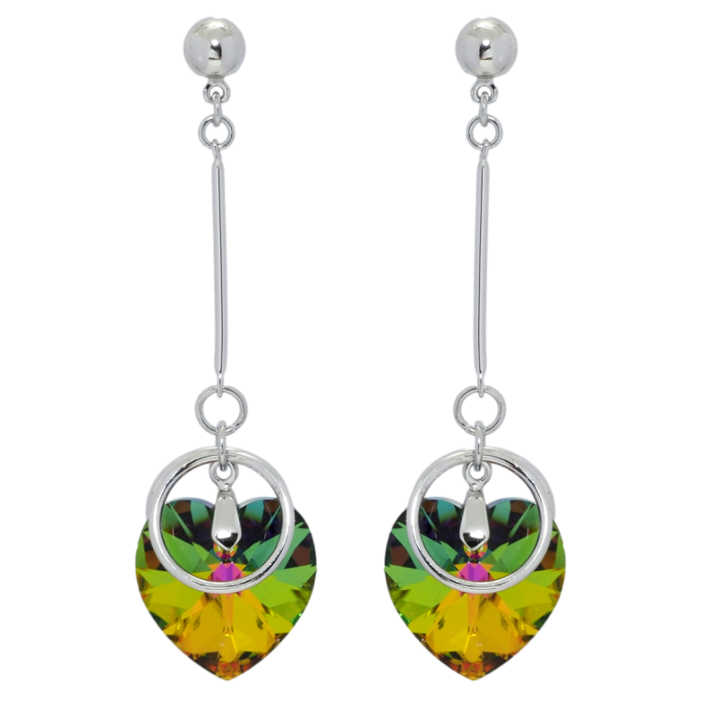 Серьги Xuping цвет Родий с кристаллами Swarovski пусеты Подвески с кристальными сердечками Vitrail Medium фото №12