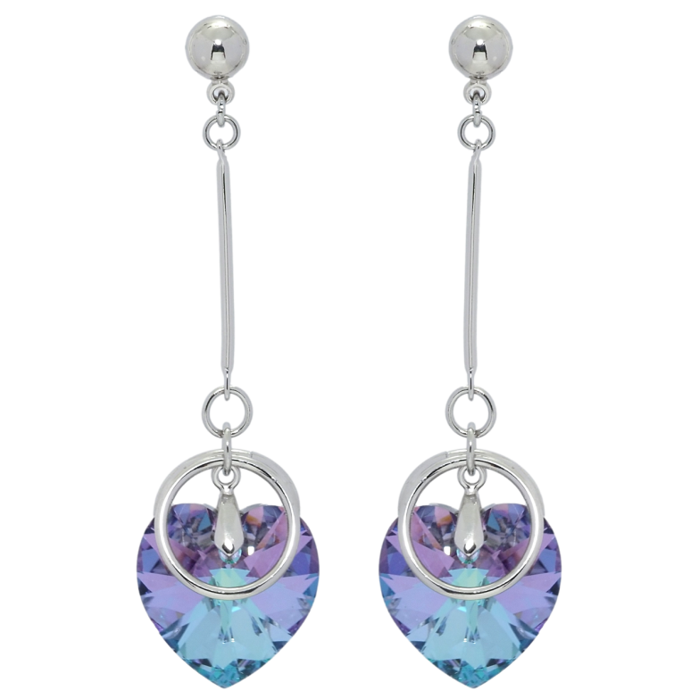 Серьги Xuping цвет Родий с кристаллами Swarovski пусеты Подвески с кристальными сердечками Paradise Shine фото №7
