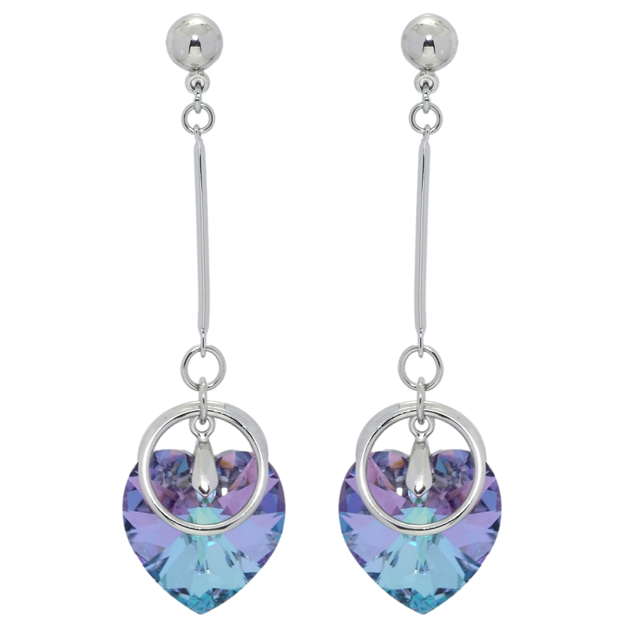 Серьги Xuping цвет Родий с кристаллами Swarovski пусеты Подвески с кристальными сердечками Paradise Shine фото №1