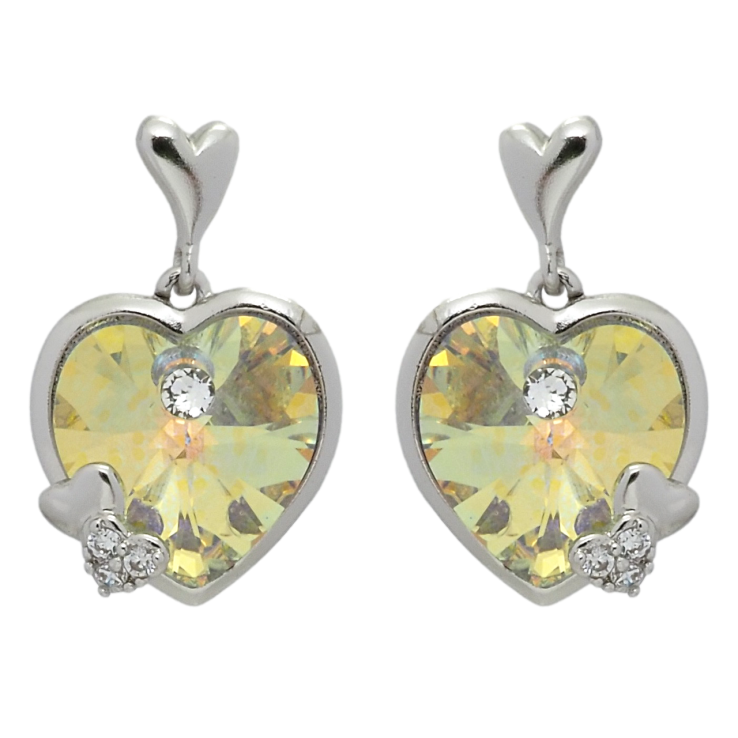 Сережки Xuping колір Родій з кристалами Swarovski пусети Кристальні серця Sunshine Delite фото №12