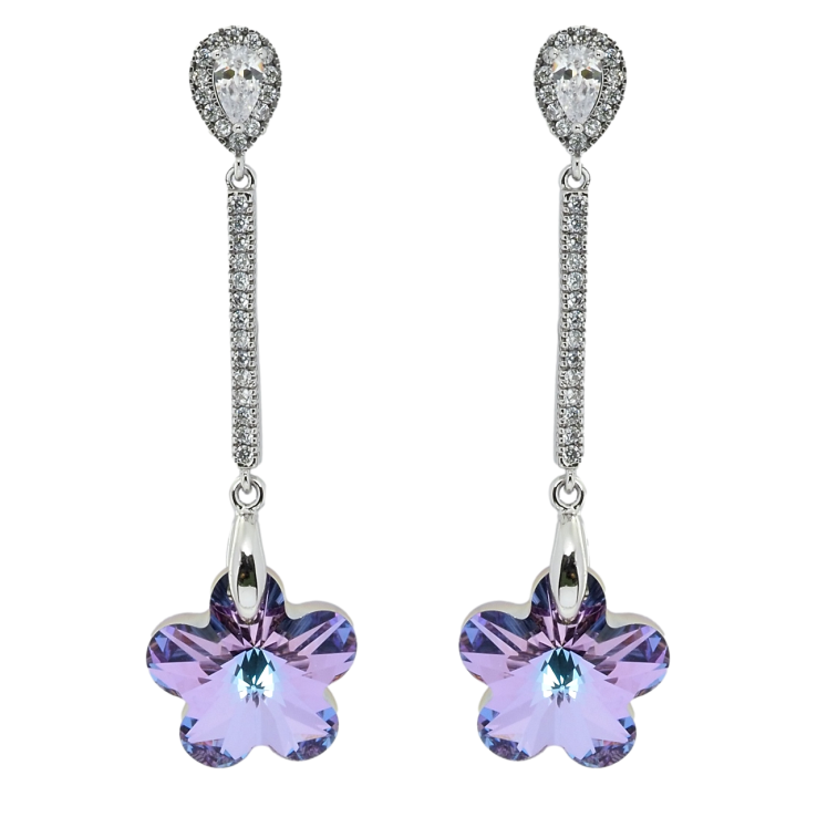 Серьги Xuping цвет Родий с кристаллами Swarovski пусеты Подвески с кристальными цветочками Paradise Shine фото №8 Серьги Xuping цвет Родий с кристаллами Swarovski пусеты Подвески с кристальными цветочками Paradise Shine фото №8