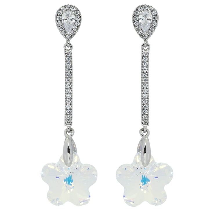 Серьги Xuping цвет Родий с кристаллами Swarovski пусеты Подвески с кристальными цветочками Shimmer фото №25 Серьги Xuping цвет Родий с кристаллами Swarovski пусеты Подвески с кристальными цветочками Shimmer фото №25