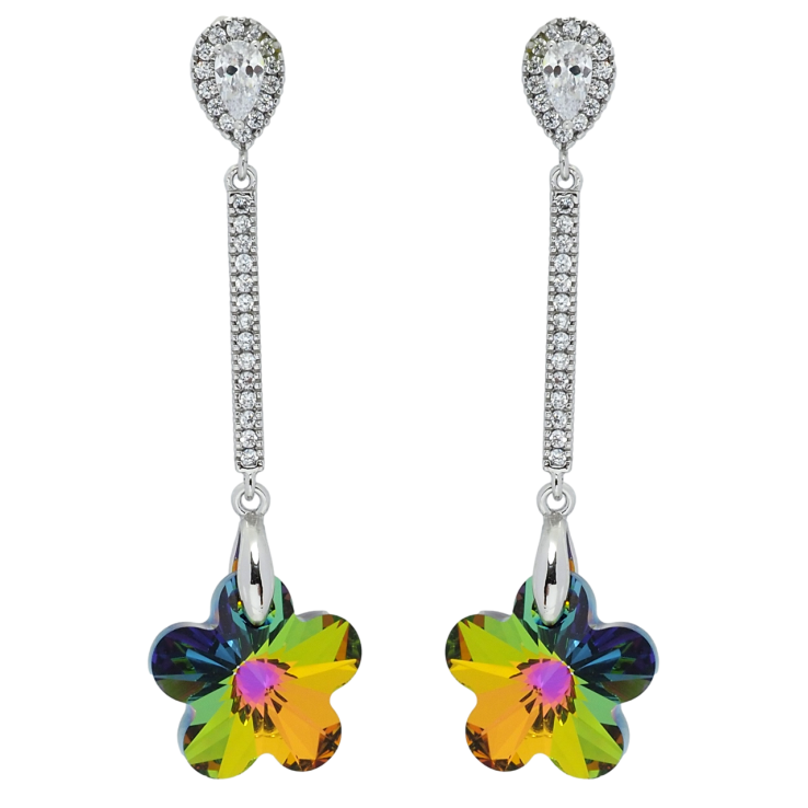 Сережки Xuping колір Родій з кристалами Swarovski пусети Підвіски з кристальними квіточками Vitrail Medium фото №25