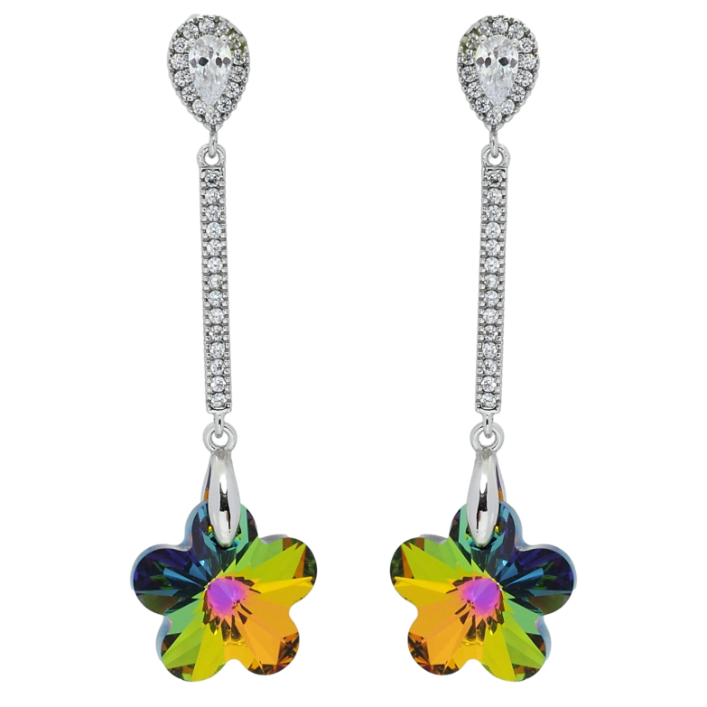 Сережки Xuping колір Родій з кристалами Swarovski пусети Підвіски з кристальними квіточками Vitrail Medium фото №9 Сережки Xuping колір Родій з кристалами Swarovski пусети Підвіски з кристальними квіточками Vitrail Medium фото №9