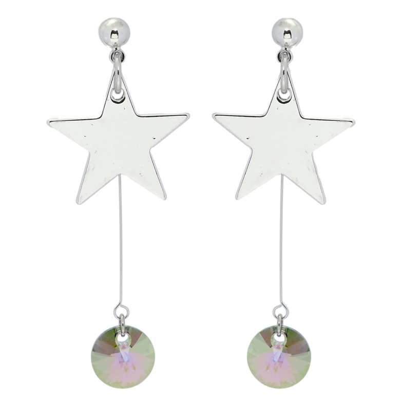 Серьги Xuping цвет Родий с кристаллами Swarovski пусеты Подвески с звездами и кристаллами Vitrail Light фото №3