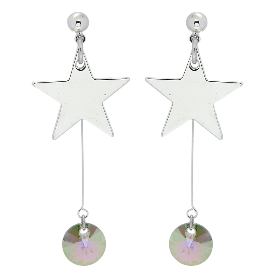 Серьги Xuping цвет Родий с кристаллами Swarovski пусеты Подвески с звездами и кристаллами Vitrail Light фото №1