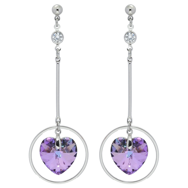 Сережки Xuping колір Родій з кристалами Swarovski пусети Підвіски з кристальними серцями Heliotrope фото №24