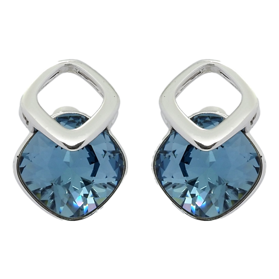 Серьги Xuping цвет Родий с кристаллами Swarovski пусеты Ромбы с кристаллами Montana фото №1