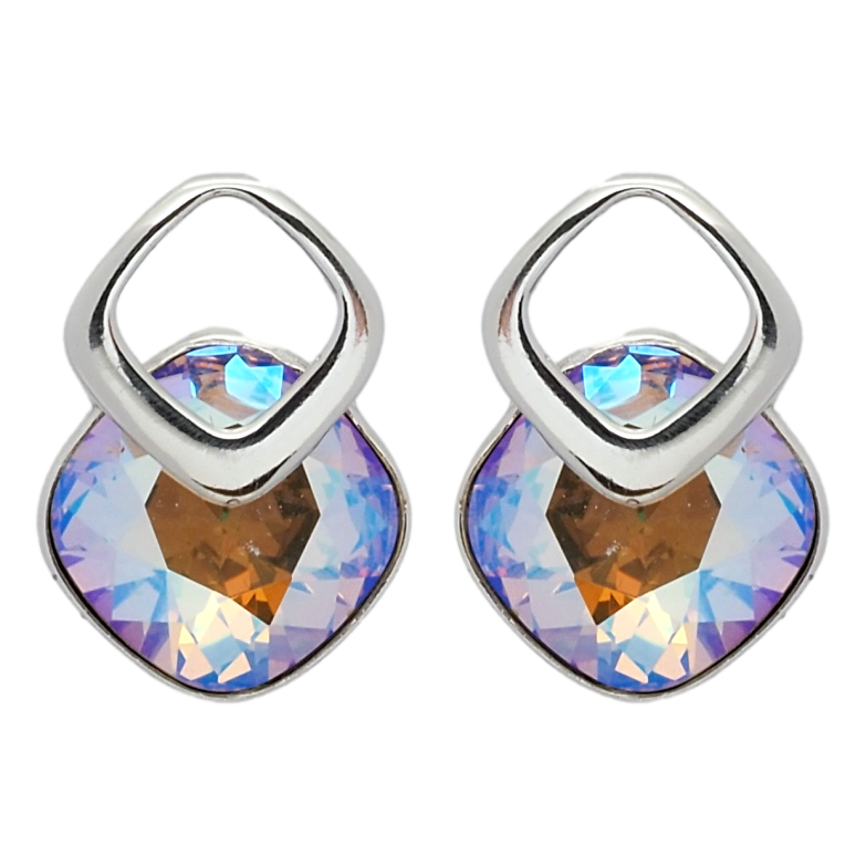 Сережки Xuping колір Родій з кристалами Swarovski пусети Ромби з кристалами Cappuccino Delite фото №5 Сережки Xuping колір Родій з кристалами Swarovski пусети Ромби з кристалами Cappuccino Delite фото №5
