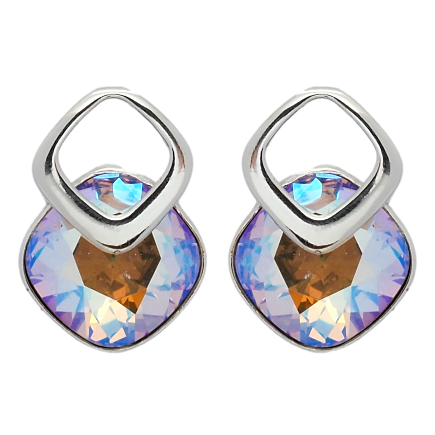 Сережки Xuping колір Родій з кристалами Swarovski пусети Ромби з кристалами Cappuccino Delite фото №1 Сережки Xuping колір Родій з кристалами Swarovski пусети Ромби з кристалами Cappuccino Delite фото №1