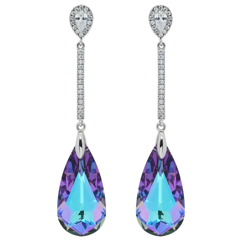 Сережки Xuping колір Родій з кристалами Swarovski пусети Підвіски з кристалом Paradise Shine фото №10 Сережки Xuping колір Родій з кристалами Swarovski пусети Підвіски з кристалом Paradise Shine фото №10