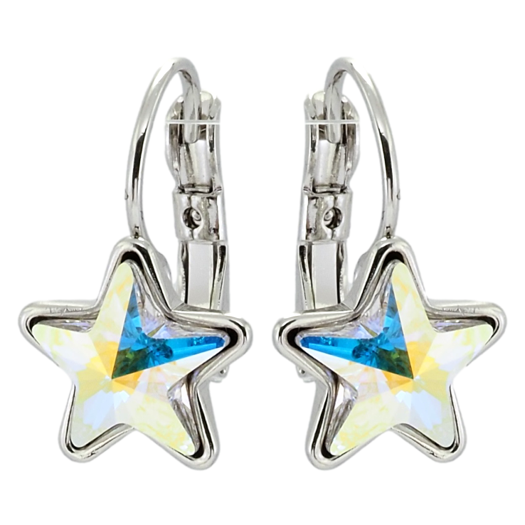 Серьги Xuping цвет Родий с кристаллами Swarovski французский замок Кристальные звезды АВ фото №23 Серьги Xuping цвет Родий с кристаллами Swarovski французский замок Кристальные звезды АВ фото №23