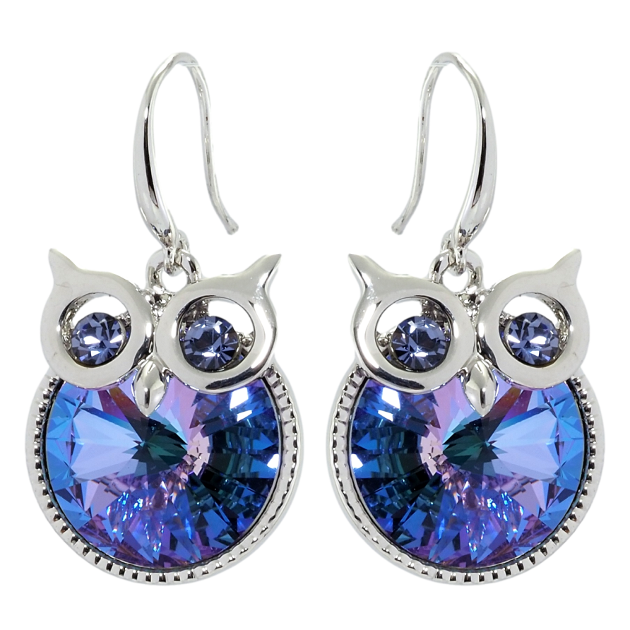 Серьги Xuping цвет Родий с кристаллами Swarovski французский замок Совы кристалл Paradise Shine фото №1 Серьги Xuping цвет Родий с кристаллами Swarovski французский замок Совы кристалл Paradise Shine фото №1