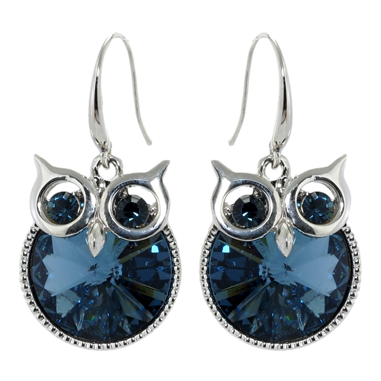 Сережки Xuping колір Родій з кристалами Swarovski французький замок Сови кристал Montana фото №24 Сережки Xuping колір Родій з кристалами Swarovski французький замок Сови кристал Montana фото №24