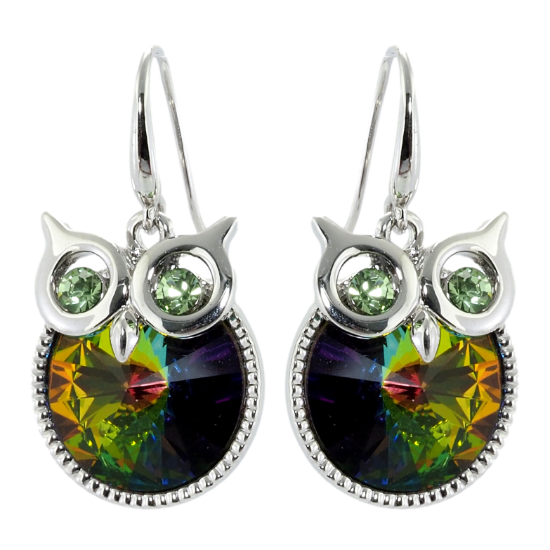 Сережки Xuping колір Родій з кристалами Swarovski французький замок Сови кристал Vitrail Medium фото №1 Сережки Xuping колір Родій з кристалами Swarovski французький замок Сови кристал Vitrail Medium фото №1