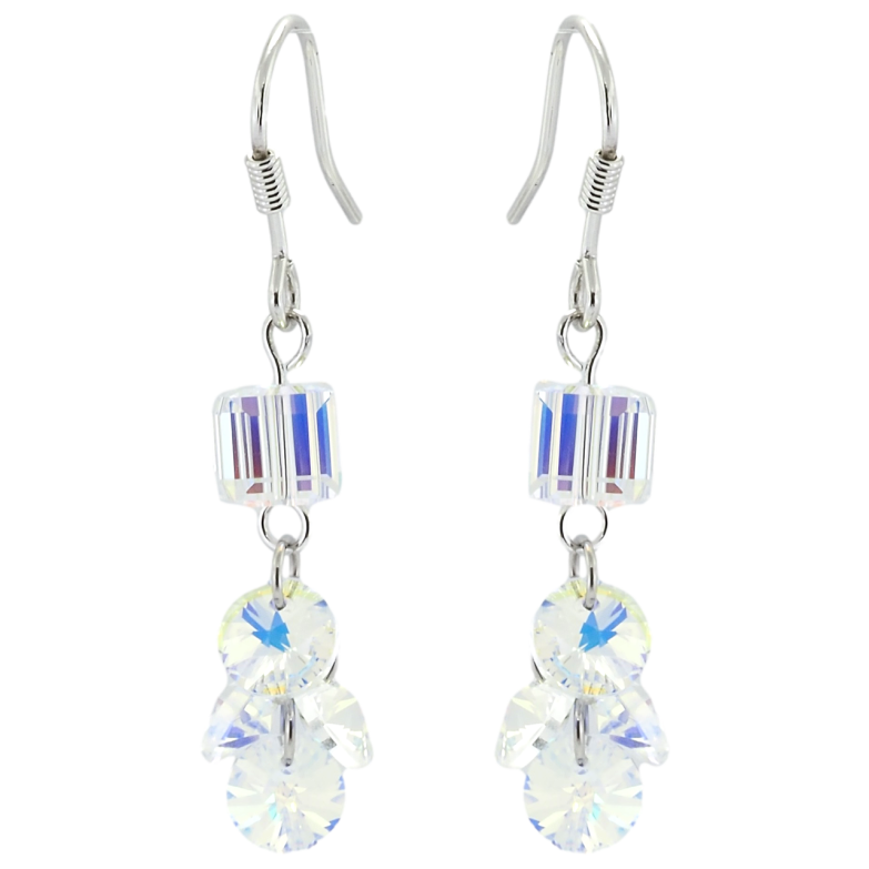 Сережки Xuping колір Родій з кристалами Swarovski французький замок Підвіски з кристалами Shimmer фото №12 Сережки Xuping колір Родій з кристалами Swarovski французький замок Підвіски з кристалами Shimmer фото №12