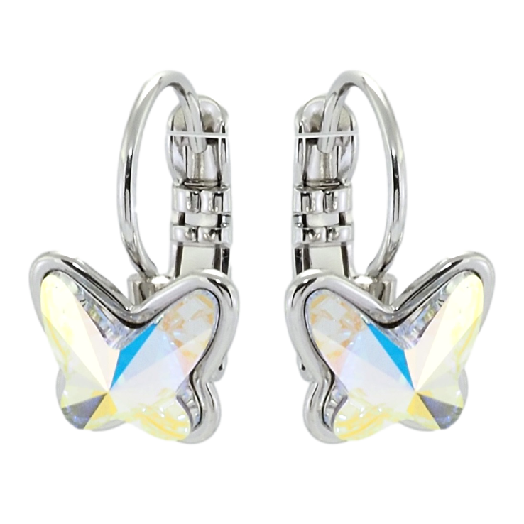 Серьги Xuping цвет Родий с кристаллами Swarovski французский замок Кристальные бабочки АВ фото №5 Серьги Xuping цвет Родий с кристаллами Swarovski французский замок Кристальные бабочки АВ фото №5