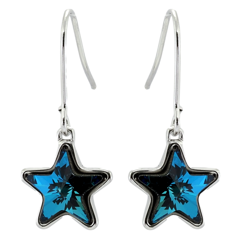Сережки Xuping колір Родій з кристалами Swarovski французький замок Кристальні зірки Metallic Blue фото №14 Сережки Xuping колір Родій з кристалами Swarovski французький замок Кристальні зірки Metallic Blue фото №14