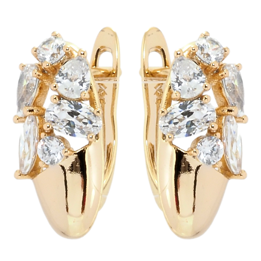 Серьги Xuping Позолота 18K английский замок Россыпь фианитов фото №1 Серьги Xuping Позолота 18K английский замок Россыпь фианитов фото №1