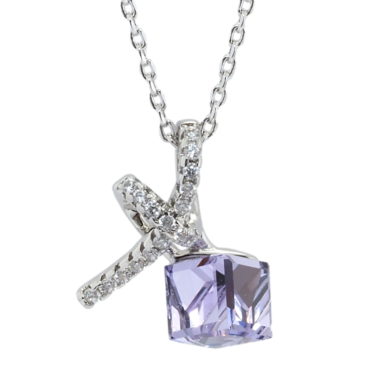 Кулон Xuping колір Родій з кр-ми Swarovski на ланцюжку Кубик Provence Laven з вузликом довжина 39-44см х 1мм фото №5 Кулон Xuping колір Родій з кр-ми Swarovski на ланцюжку Кубик Provence Laven з вузликом довжина 39-44см х 1мм фото №5