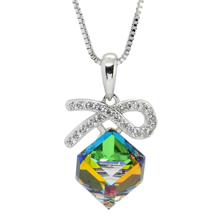 Кулон Xuping колір Родій з кр-ми Swarovski на ланцюжку Кристальний кубик Vitrail Medium довжина 40-45см х 1мм фото №6 Кулон Xuping колір Родій з кр-ми Swarovski на ланцюжку Кристальний кубик Vitrail Medium довжина 40-45см х 1мм фото №6