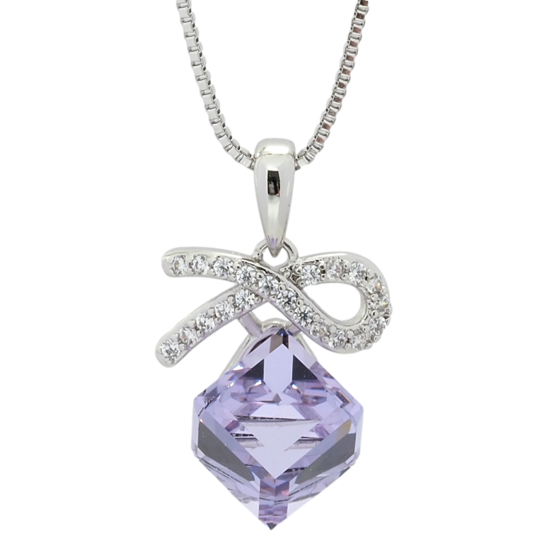 Кулон Xuping колір Родій з кр-ми Swarovski на ланцюжку Кристальний кубик Provence Lavender довжина 40-45см х 1мм фото №22 Кулон Xuping колір Родій з кр-ми Swarovski на ланцюжку Кристальний кубик Provence Lavender довжина 40-45см х 1мм фото №22
