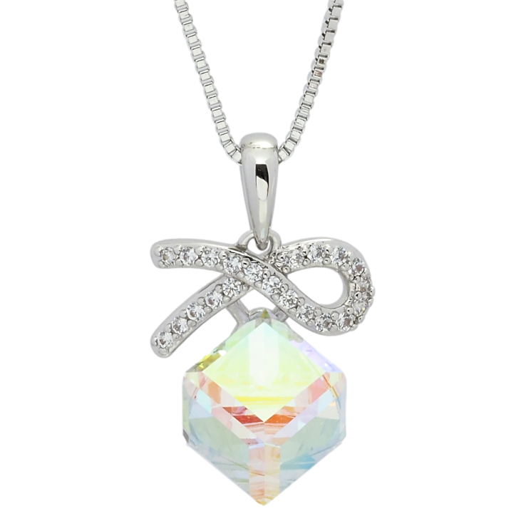 Кулон Xuping колір Родій з кр-ми Swarovski на ланцюжку Кубик Provence Lavender довжина 40-45см х 1мм фото №5 Кулон Xuping колір Родій з кр-ми Swarovski на ланцюжку Кубик Provence Lavender довжина 40-45см х 1мм фото №5