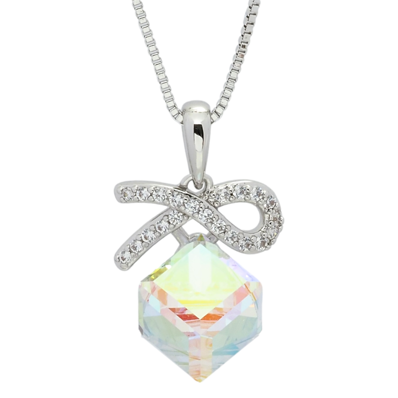 Кулон Xuping колір Родій з кр-ми Swarovski на ланцюжку Кубик Provence Lavender довжина 40-45см х 1мм фото №3