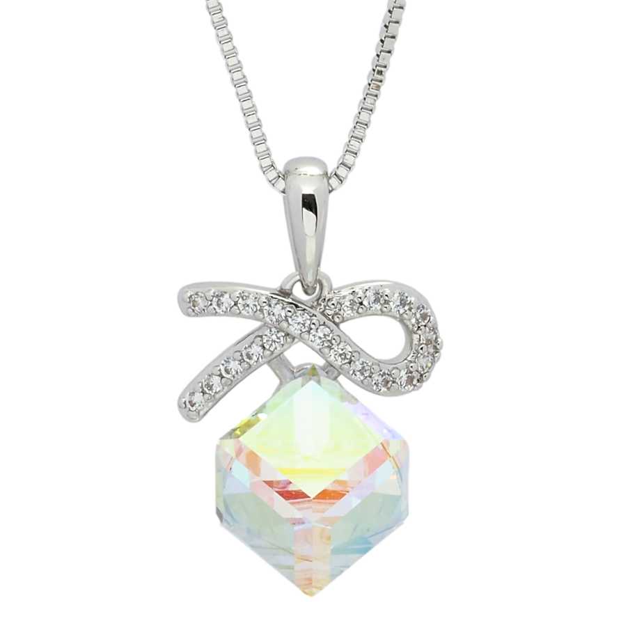 Кулон Xuping колір Родій з кр-ми Swarovski на ланцюжку Кубик Provence Lavender довжина 40-45см х 1мм фото №1