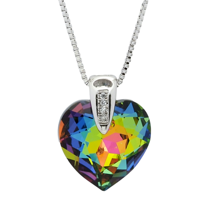 Кулон Xuping колір Родій з кр-ми Swarovski на ланцюжку Кристальне серце Vitrail Medium довжина 41-46см х 1мм фото №9 Кулон Xuping колір Родій з кр-ми Swarovski на ланцюжку Кристальне серце Vitrail Medium довжина 41-46см х 1мм фото №9