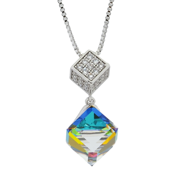 Кулон Xuping колір Родій з кр-ми Swarovski на ланцюжку Кубики Vitrail Medium довжина 41-46см х 1мм фото №17 Кулон Xuping колір Родій з кр-ми Swarovski на ланцюжку Кубики Vitrail Medium довжина 41-46см х 1мм фото №17