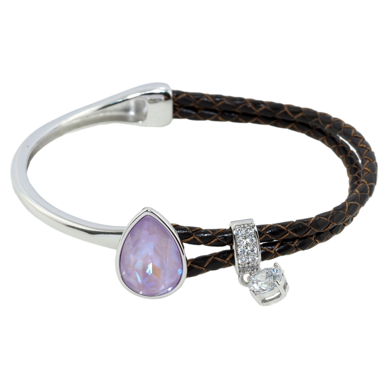 Браслет Xuping колір Родій із кристалами Swarovski Шкіряний коричневий шнур із кристалом Lavender Delite довжина 17см фото №23 Браслет Xuping колір Родій із кристалами Swarovski Шкіряний коричневий шнур із кристалом Lavender Delite довжина 17см фото №23