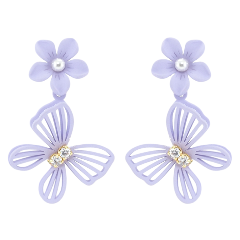 Сережки Xuping QQMM Позолота 14K пусети Метелики на квіточках з покриттям Soft-touch фото №8 Сережки Xuping QQMM Позолота 14K пусети Метелики на квіточках з покриттям Soft-touch фото №8